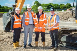 Picture caption:  Pictured at the Peterlee site are (left to right): Graham Wood, Economic Development Manager at Durham County Council; Cllr. Carl Marshall; Ian Prescott and Rob Rudd, Keepmoat Senior Site Manager.